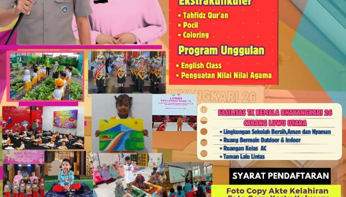 TK Kemala Bhayangkari 26 Cabang Luwu Utara Terima Peserta Didik Baru untuk Tahun Ajaran 2024-2025
