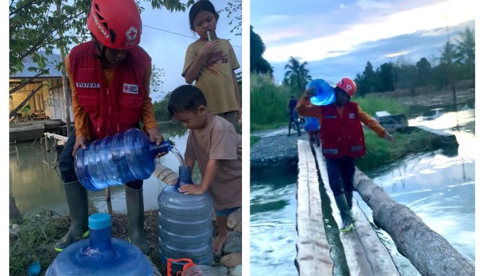 Demi Kemanusiaan, Relawan PMI Luwu Utara Salurkan Bantuan untuk Korban Banjir di Desa Lawewe Bansel