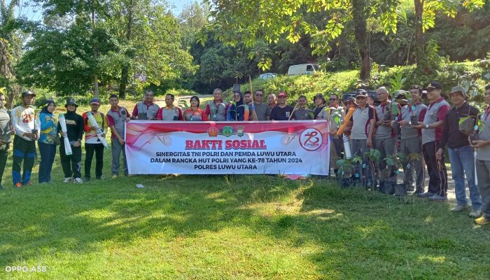 Peringati Hut Bhayangkara Ke-78, TNI-Polri dan Pemda Gelar Bakti Sosial Penanaman Pohon di Desa Pincara