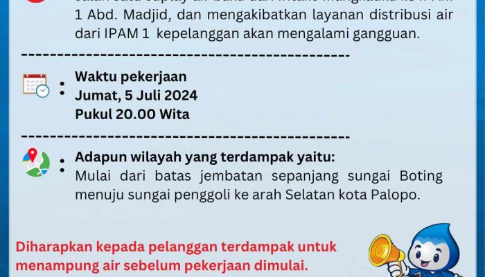 Tingkatkan Pelayanan Air Bersih kepada Pelanggan, Perumda Tirta Mangkaluku Perbaiki Kebocoran Pipa Air Baku