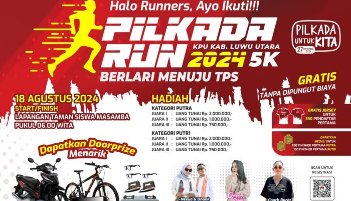 Gandeng MIPRO, KPU Luwu Utara Gelar Pilkada Run 5K dan Siapkan 350 Jersey Gratis