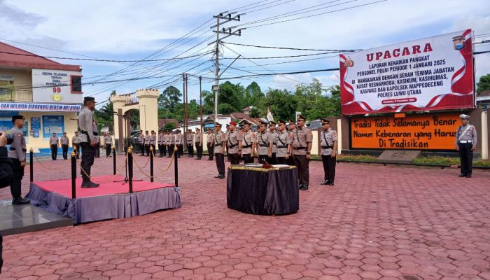 Kapolres Luwu Utara Pimpin Upacara Kenaikan Pangkat dan Sertijab