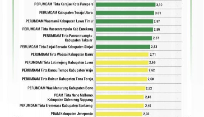 Dari 23 PDAM, Perumda Tirta Mangkaluku Palopo Rangking Pertama Tingkat Provinsi Sulsel, Ini Kategori Penilaiannya