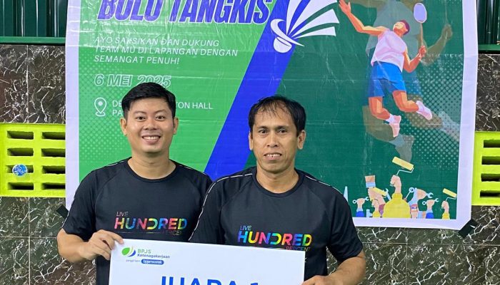 Pasangan Ganda Putra PERUMDA Tirta Mangkaluku Kota Palopo Raih Juara Badminton Cup May Day 2025