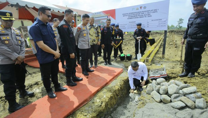 Bupati Luwu Hadiri Penandatangan Prasasti Peletakan Batu Pertama Flat Batalyon D Pelopor Polda Sulsel