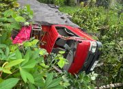 Hindari Kendaraan dari Arah Berlawanan, Truk Toyota Dyna Host Terguling di Jalan Poros Palopo-Toraja