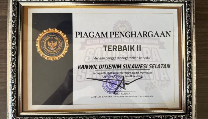 Ajang MABAR Komunikasi Publik Kemenimipas di Bekasi, Kanwil Ditjen Imigrasi Sulsel Raih Penghargaan