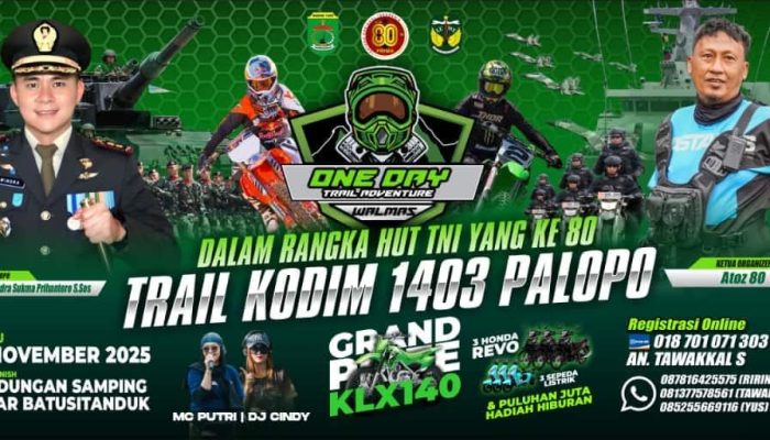 Peringati HUT TNI ke-80, Kodim 1403/Palopo Gelar One Day Trail Adventure Walenrang Lamasi