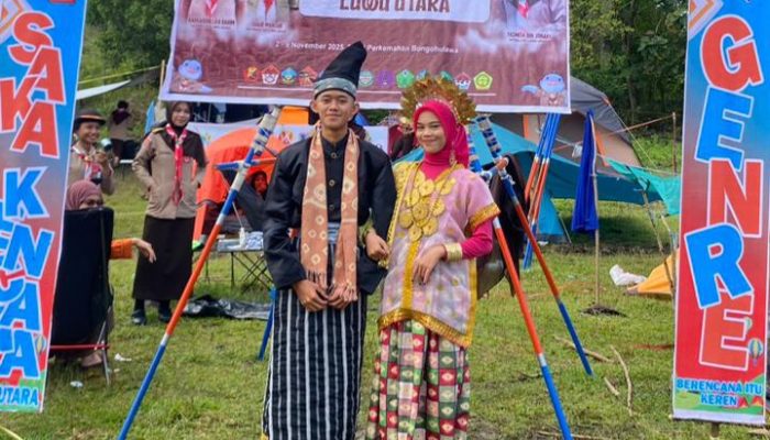 Kontingen Kwarcab Luwu Utara Wakili Sulsel Kenakan Pakaian Adat Baju Bodo di Peran Saka Tingkat Nasional