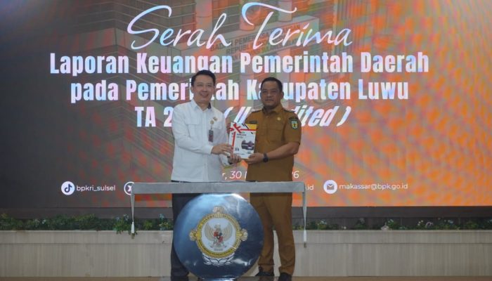 Bupati Luwu Serahkan LKPD Unaudited TA 2025 ke BPK Perwakilan Sulsel